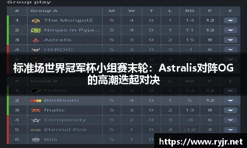 标准场世界冠军杯小组赛末轮：Astralis对阵OG的高潮迭起对决